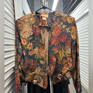 Vintage Multicolor Drop-waist Floral jacket- shirt